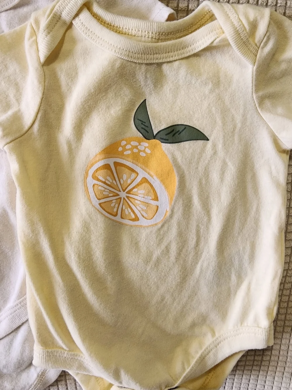 Mini Hop 3M 3 Pack Baby Lemon Print One-Piece Bodysuits - Yellow & White.